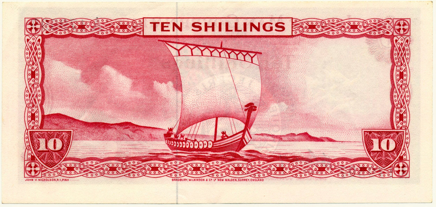 ISLE OF MAN P.24a IM21a 1969-1972 10 shillings EF A
