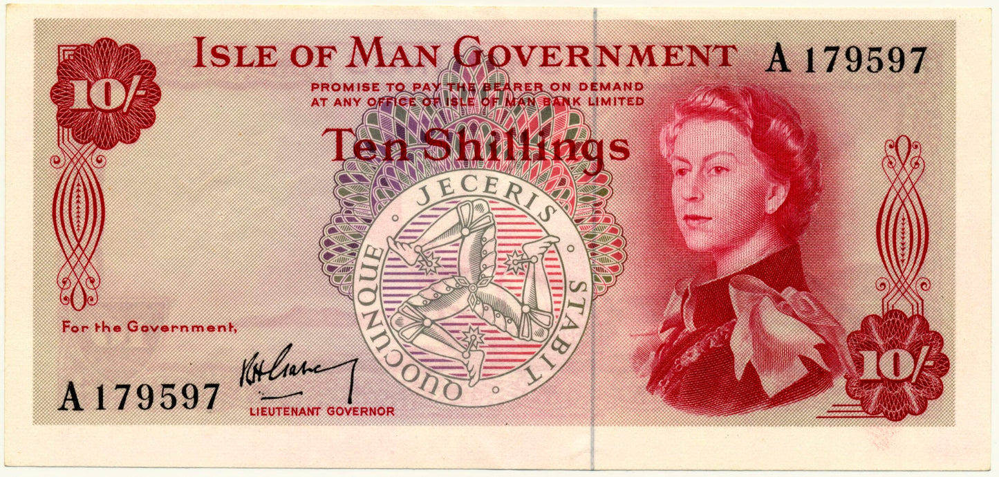 ISLE OF MAN P.24a IM21a 1969-1972 10 shillings EF A