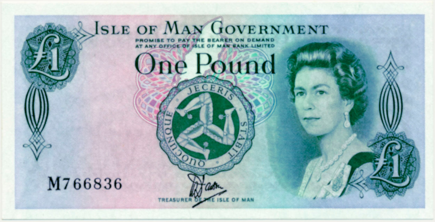 ISLE OF MAN P.38a IM34 1983-1990 £1 AUNC M