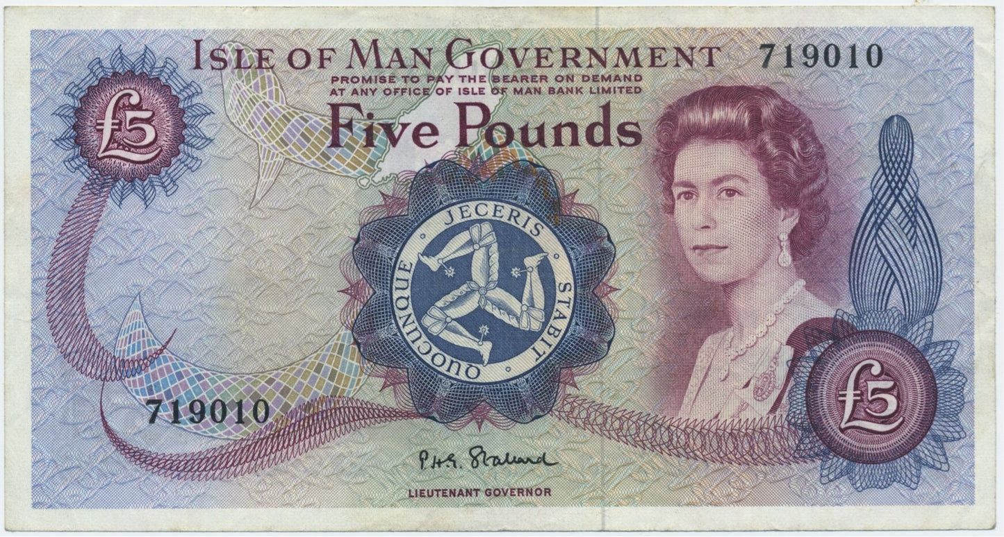 ISLE OF MAN P.30a IM42a 1972-1979 £5 VF 30