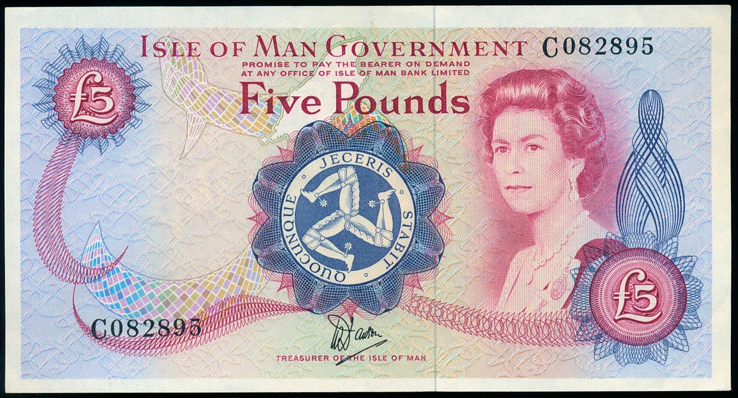 ISLE OF MAN P.35a IM43a 1979-1991 £5 AUNC 55 EPQ