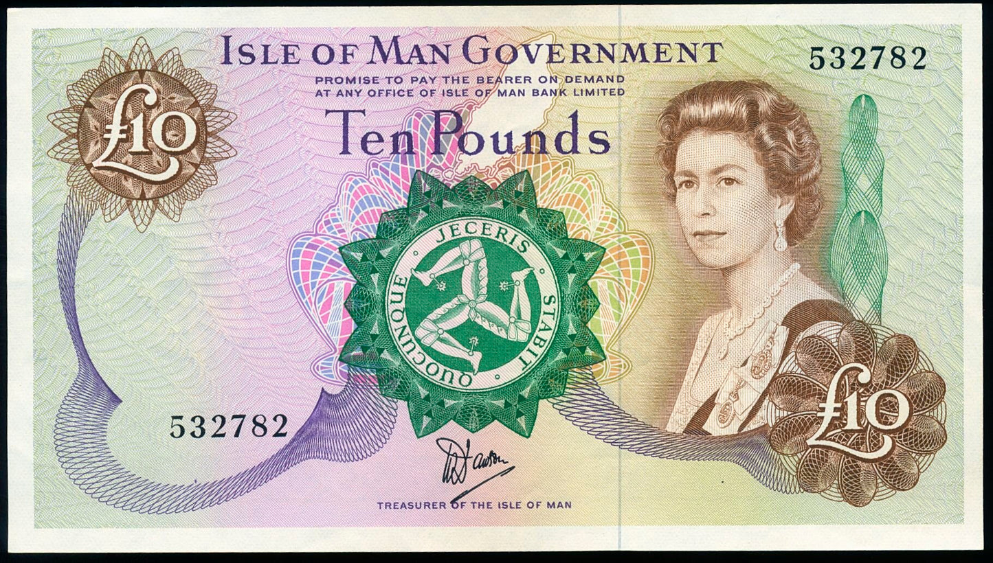 ISLE OF MAN P.36a IM52 1979-1991 £10 no prefix EF 40 EPQ