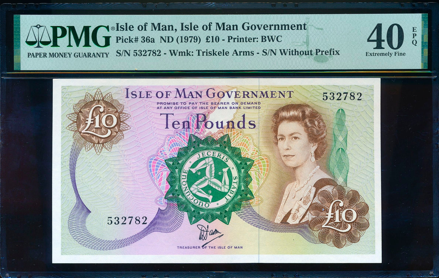 ISLE OF MAN P.36a IM52 1979-1991 £10 no prefix EF 40 EPQ