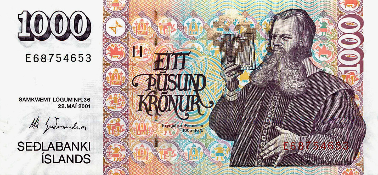 ICELAND P.59 2001 1000 Kronur UNC