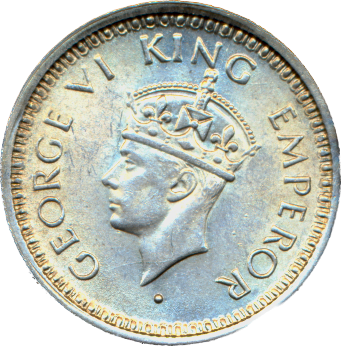 India KM547 1945 Silver 1/4 Rupee UNC