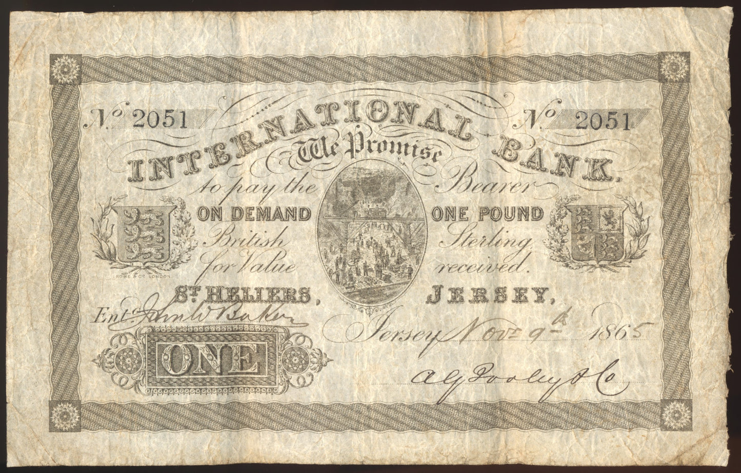 JE-S161 International Bank Jersey 1865 £1 F