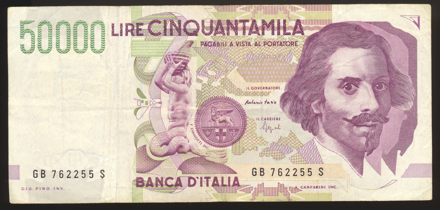 ITALY P.116 1992 50,000 Lire VF