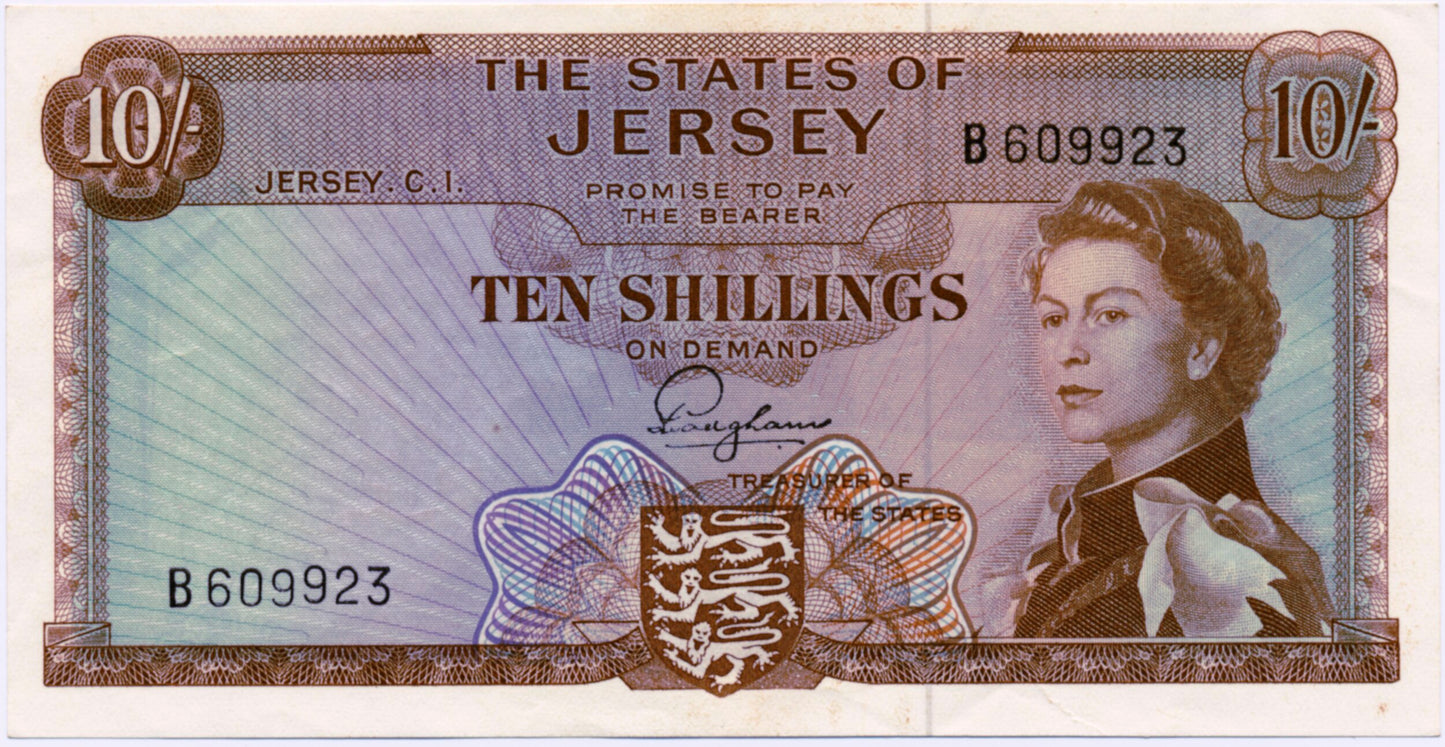 JERSEY P.7a JE10 1963 10 shillings UNC B