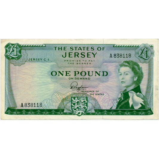 JERSEY P.8a JE11a 1963-1976 £1 NEF A