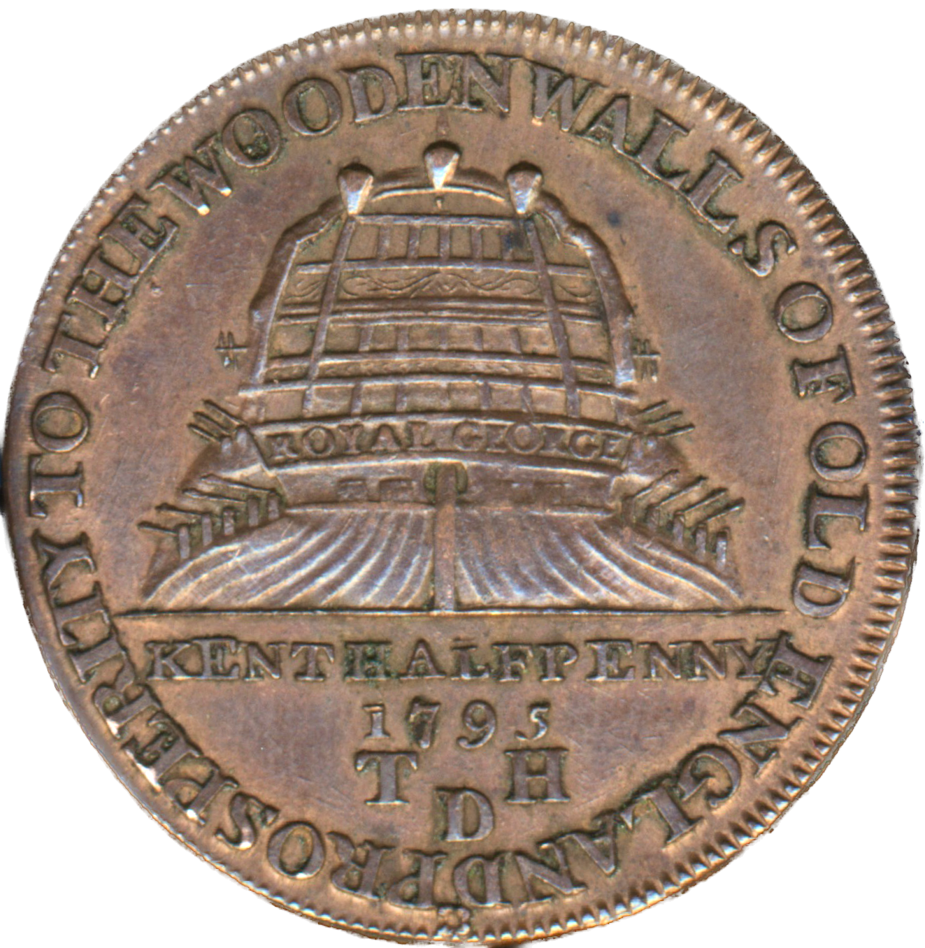 Kent D&H 13 Deptford 1795 Conder Halfpenny