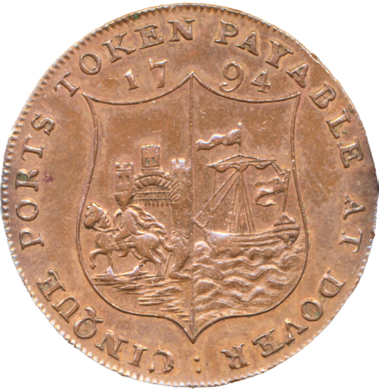 Kent D&H 16 Dover 1794 Conder Halfpenny