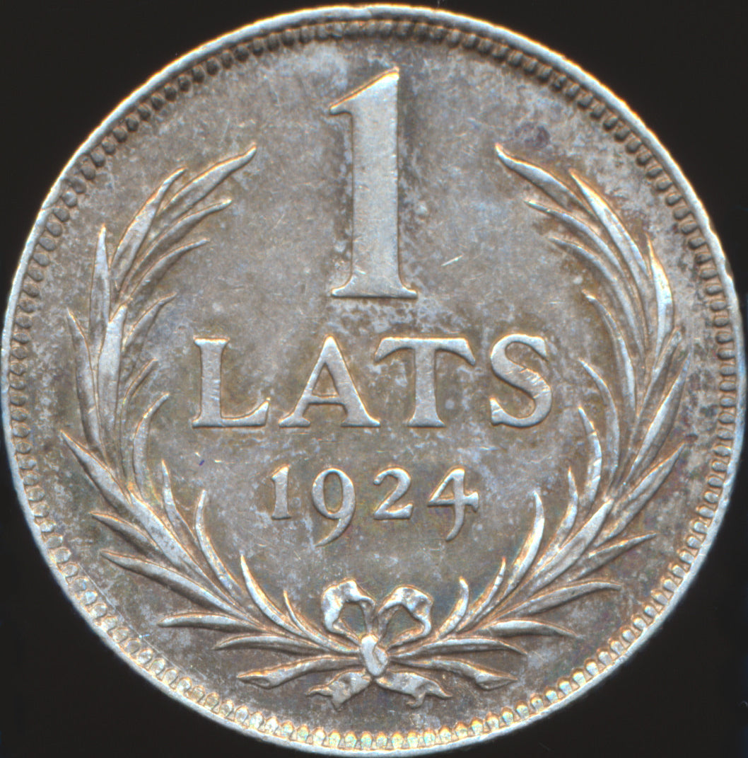 Latvia KM7 1924 Silver 1 Lats GEF