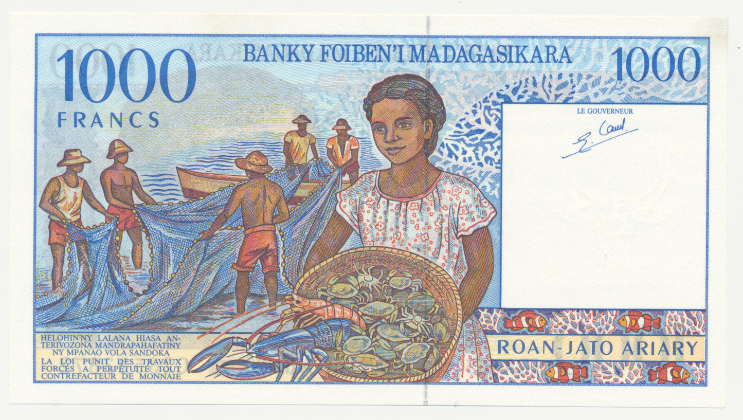 MADAGASCAR P.76 1994 1000 Francs AUNC