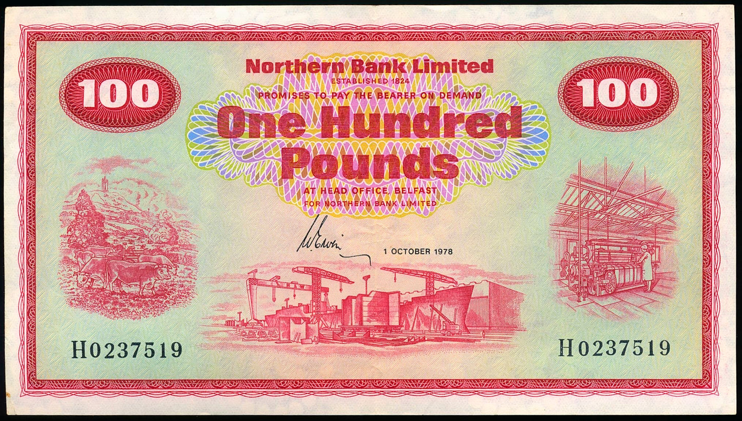 NORTHERN IRELAND P.192d NI653d 1978 Northern Bank £100 EF 40
