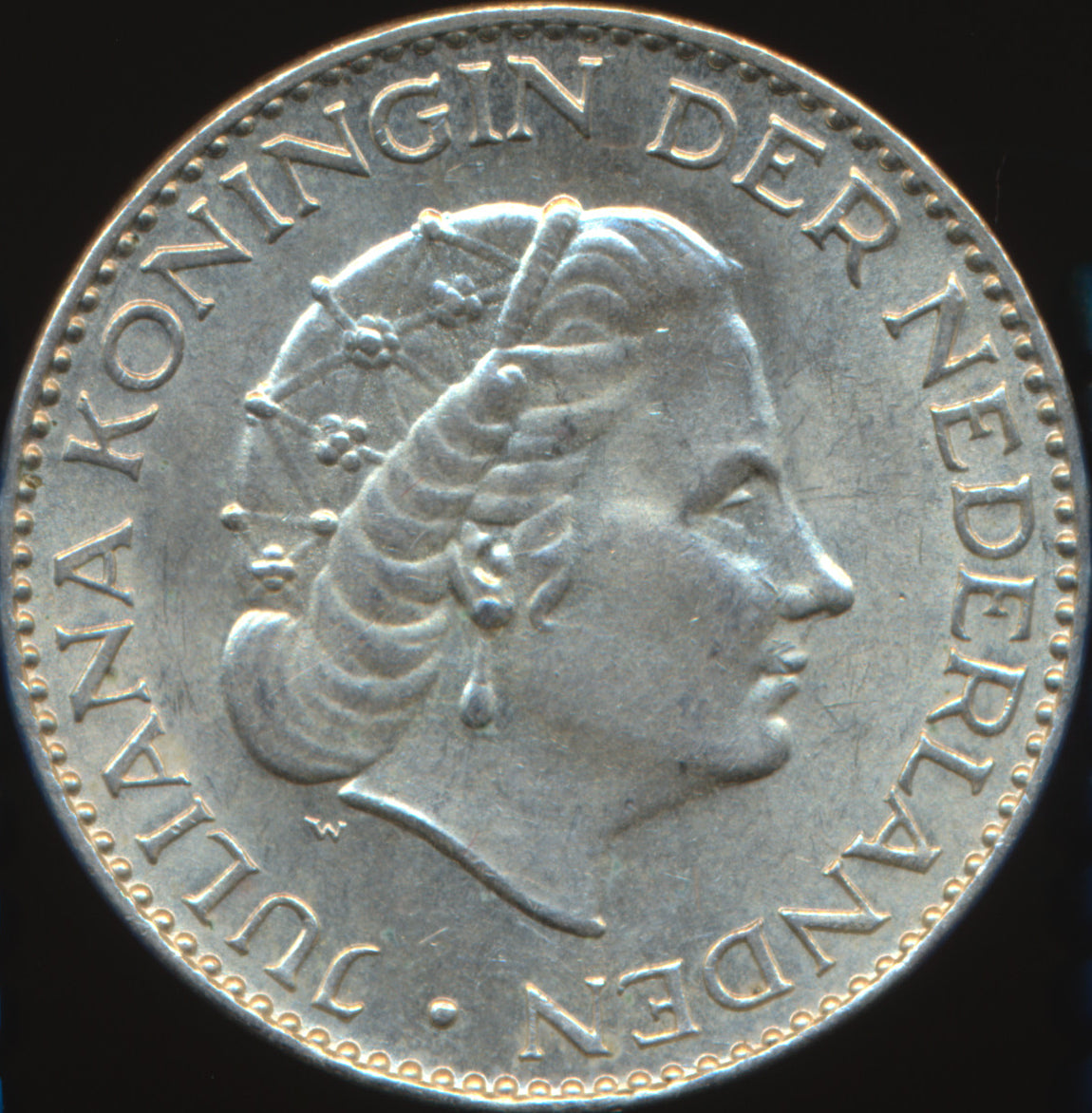 Netherlands KM184 1956 Silver 1 Gulden AUNC