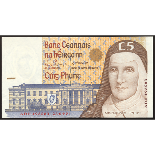 IRELAND P.75a 1994 £5 AUNC