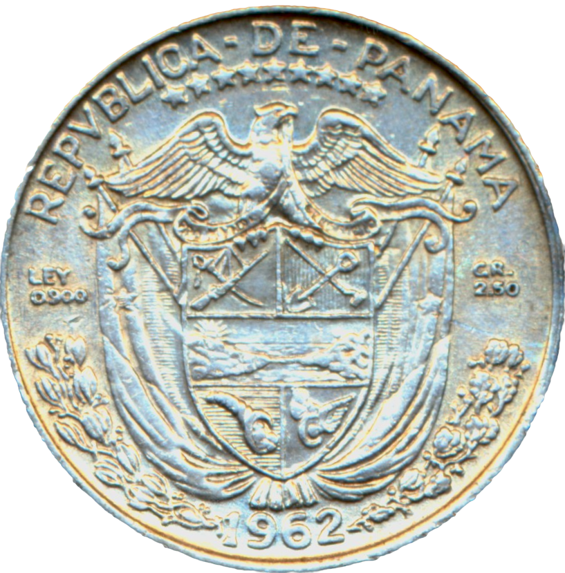 Panama KM10.2 1962 Silver 1/10 Balboa UNC