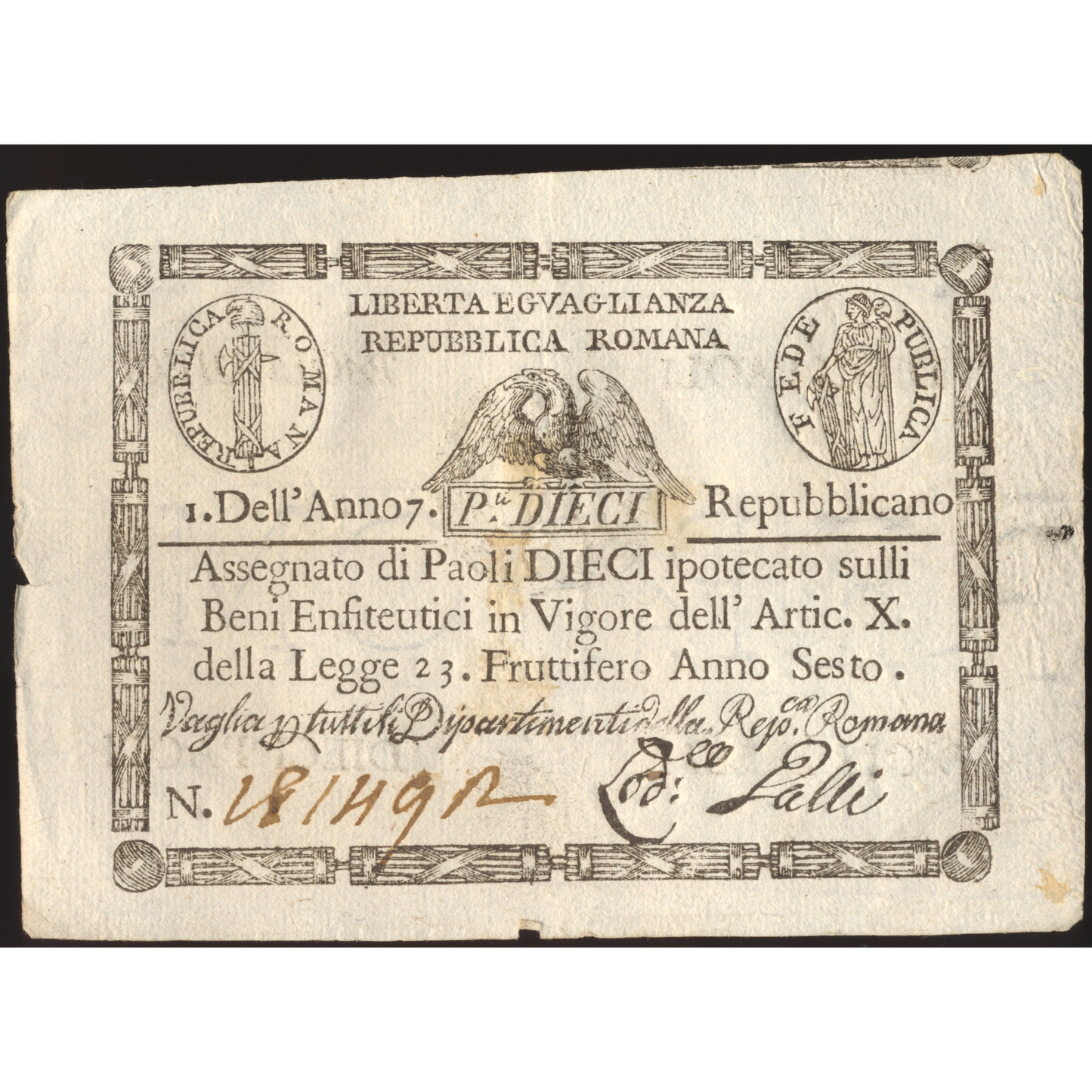 ITALIAN STATES P.S540b 1798 10 Paoli NEF