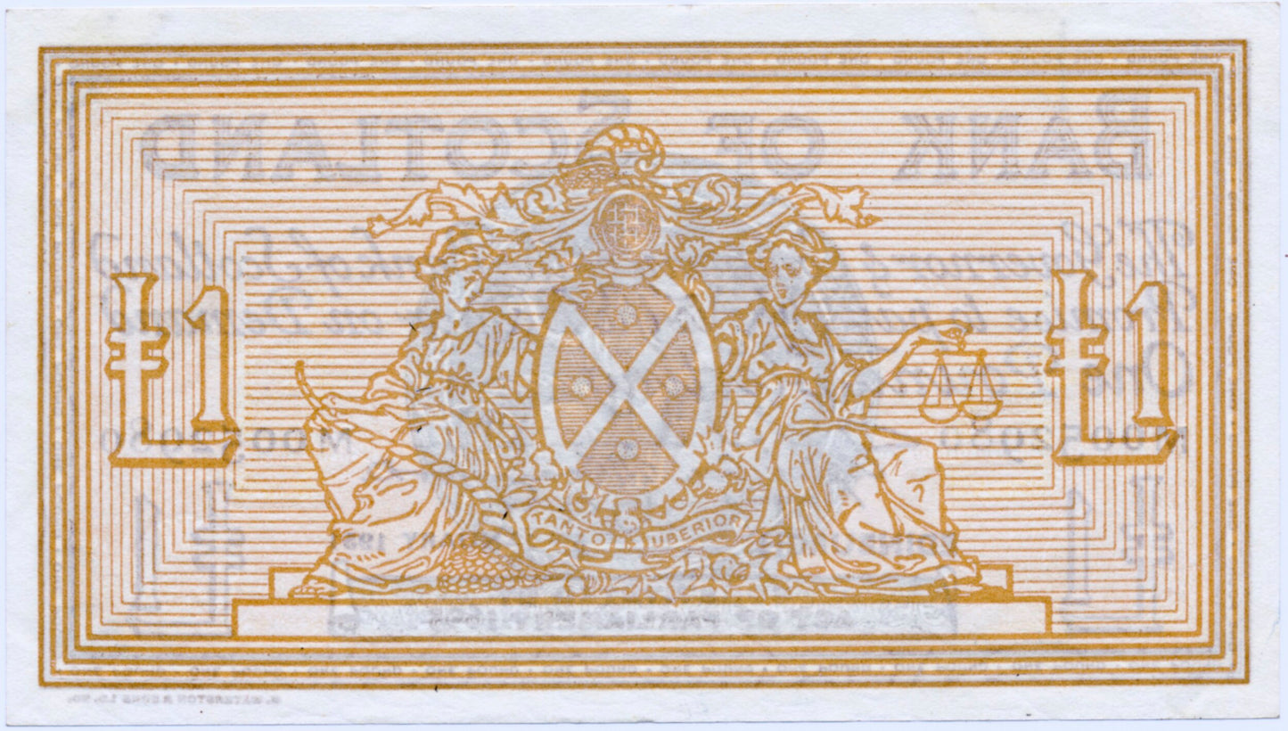 SCOTLAND P.96b SC105a 1951 Bank of Scotland £1 GEF M