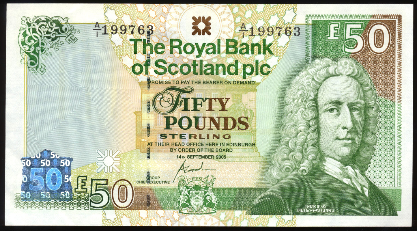 SCOTLAND P.367 SC871 2005 Royal Bank of Scotland First series £50 Choice AUNC 58 EPQ A/1