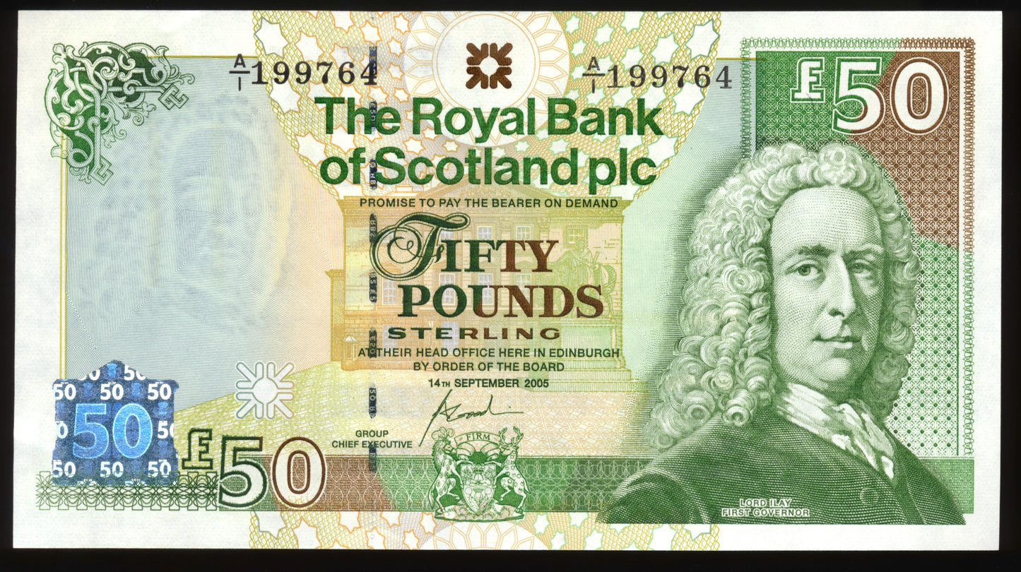 SCOTLAND P.367 SC871 2005 Royal Bank of Scotland First series £50 Gem UNC 66 EPQ A/1