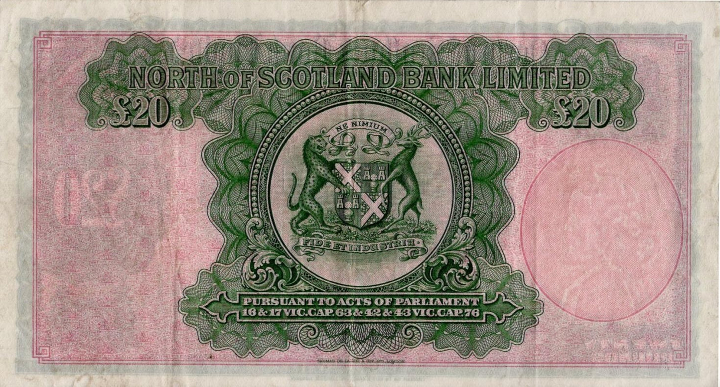 SCOTLAND P.S646 SC717a 1940 North of Scotland Bank £20 Choice VF 35