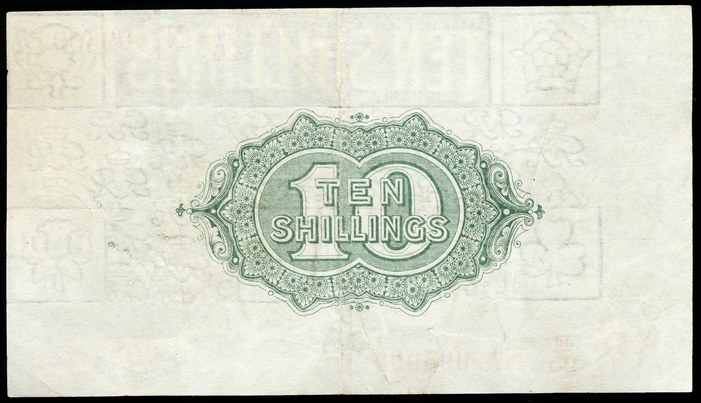 ENGLAND P.356 T25 1919 HM Treasury Fisher First issue 10s E25 EF 40