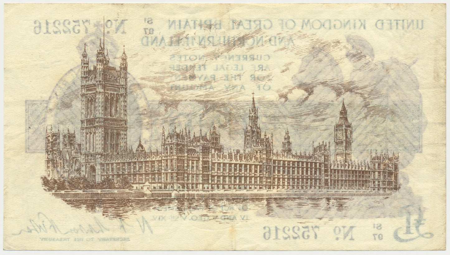 ENGLAND P.361b T35.4 1927 HM Treasury Fisher £1 S1 VF 30