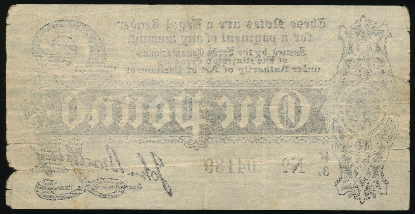 ENGLAND P.347 T4.2 1914 HM Treasury 1914 Bradbury £1 F K/37