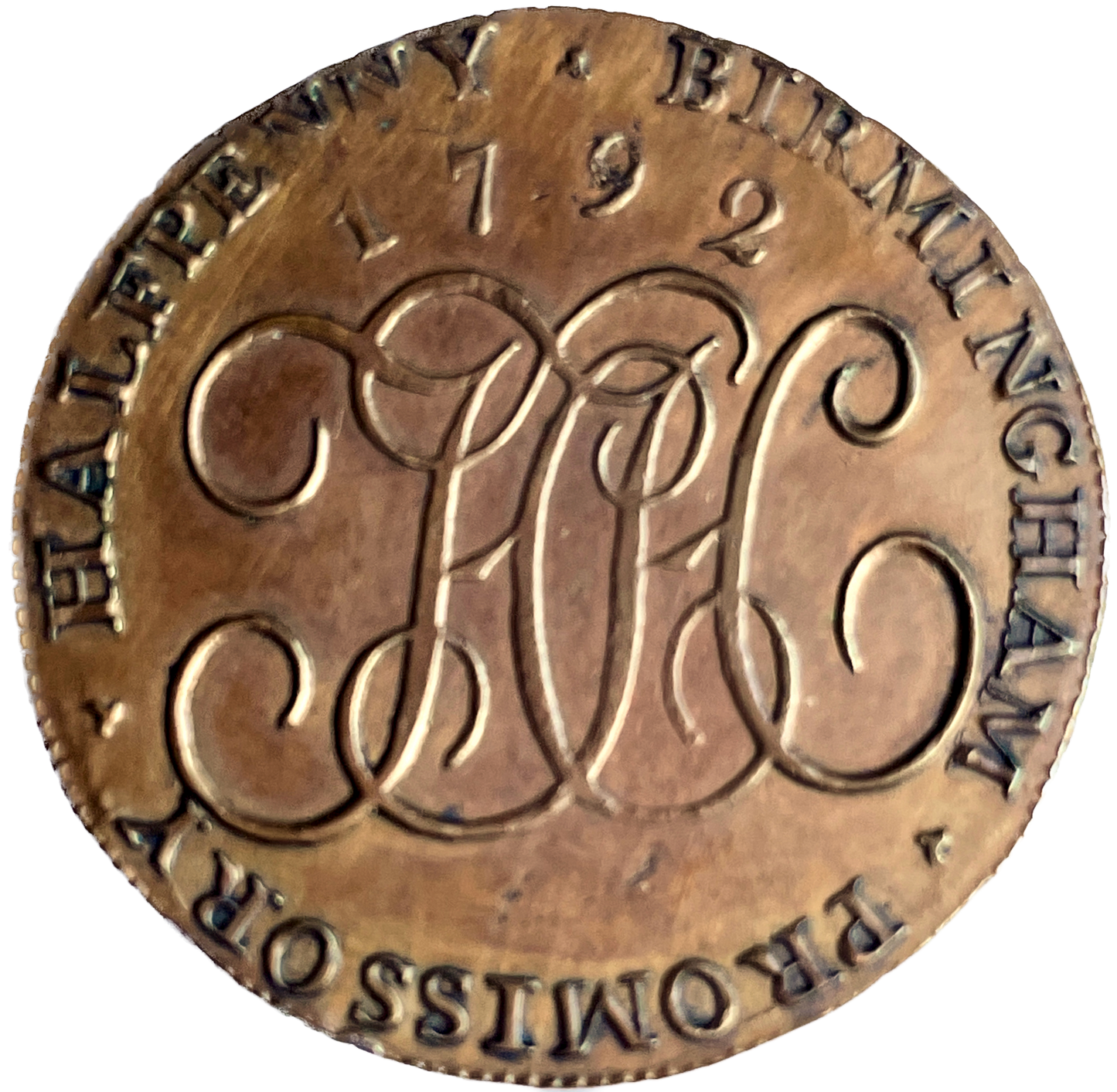 Warwickshire D&H 144 Birmingham Hickman's 1792 Conder Halfpenny