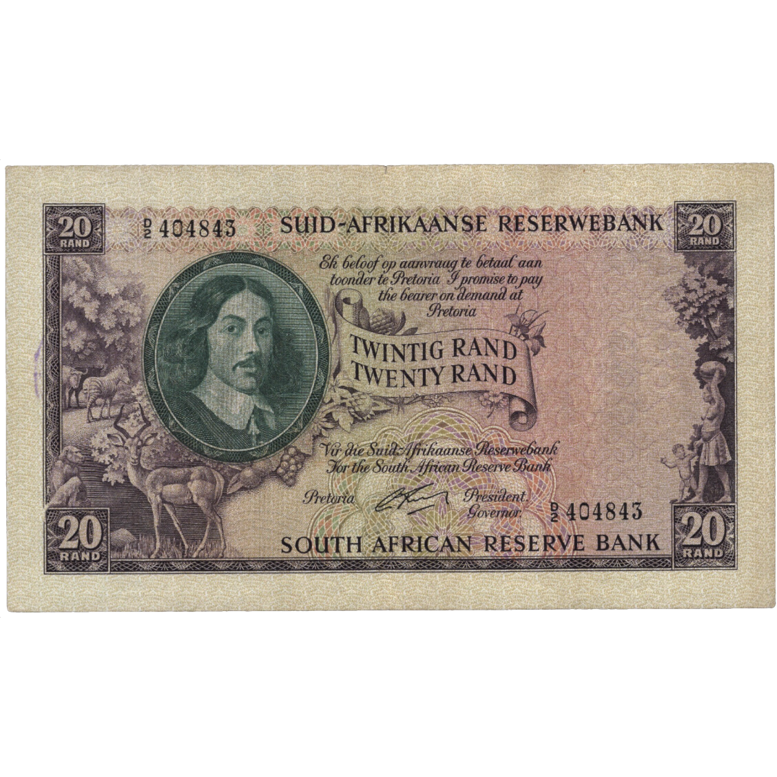SOUTH AFRICA P.108A 1962 20 Rand EF