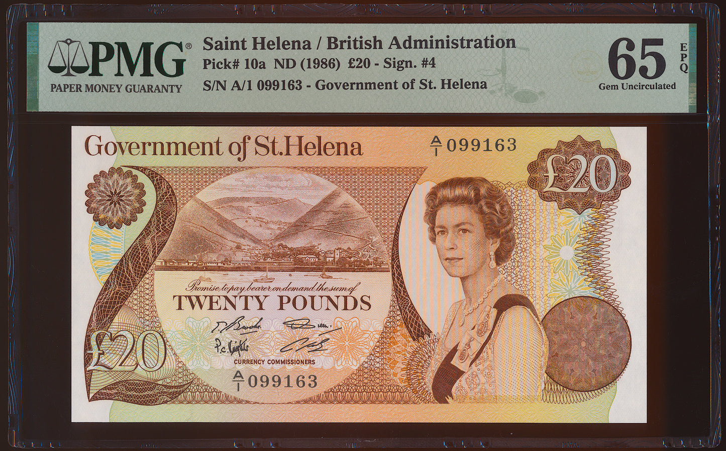 St HELENA P.10a 1986 £20 A/1 GEM UNC 65 EPQ