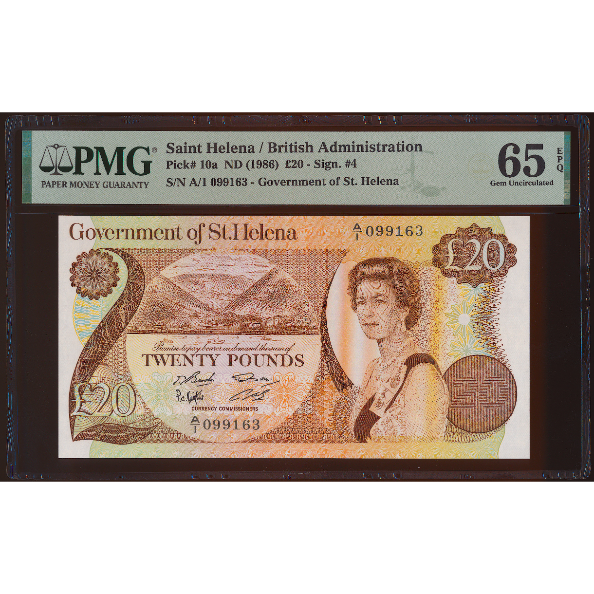 St HELENA P.10a 1986 £20 A/1 GEM UNC 65 EPQ