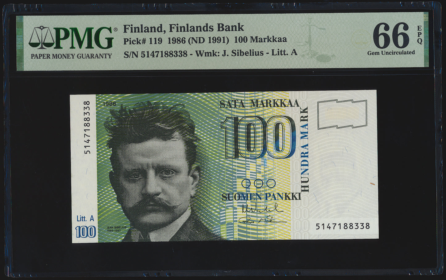 FINLAND P.119a 1986 100 Markkaa UNC