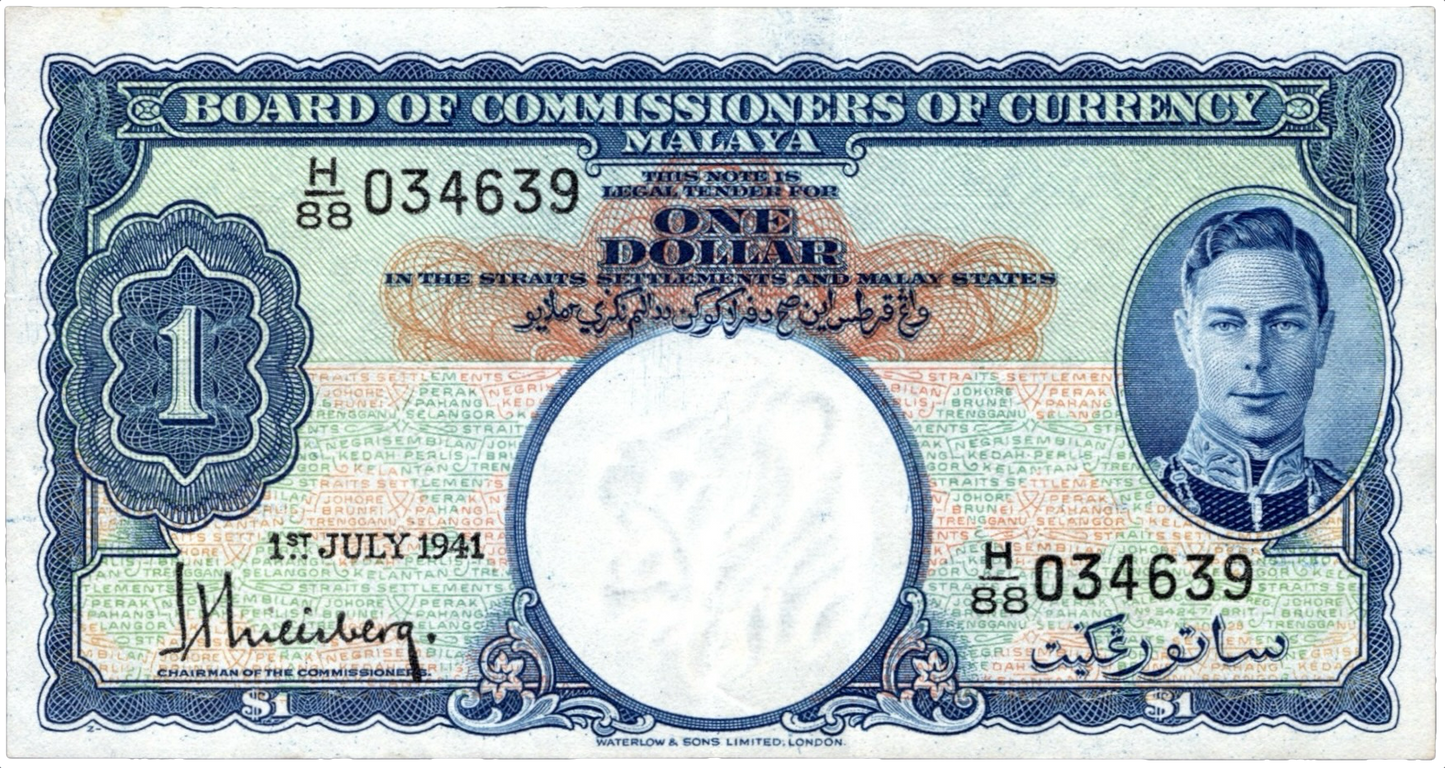 MALAYA P.11 1941 $1 Choice GEF