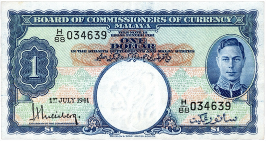 MALAYA P.11 1941 $1 Choice GEF