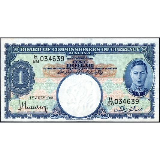 MALAYA P.11 1941 $1 Choice GEF