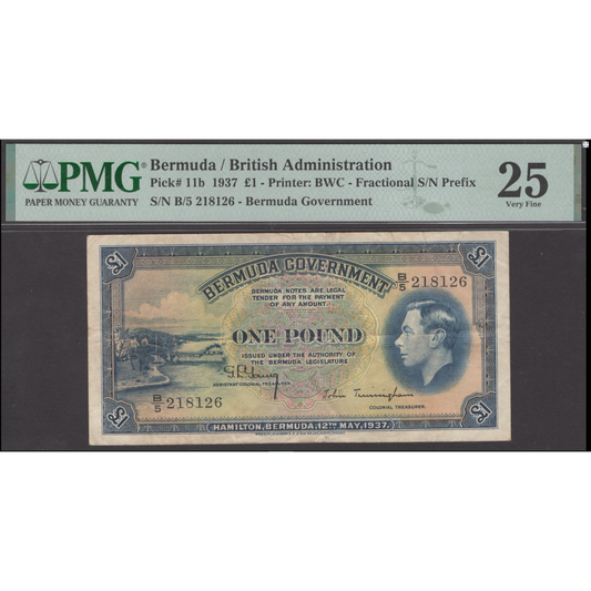 BERMUDA P.11b 1937 £1 VF25