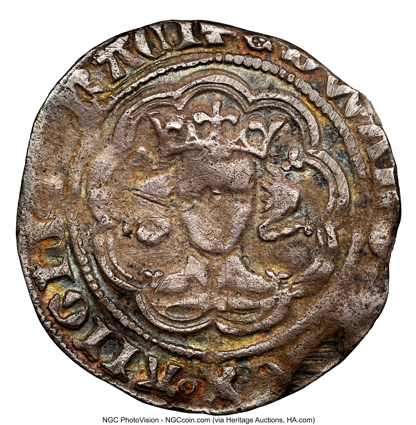 1356 - 1361 EDWARD III Silver Halfgroat S.1574 VF