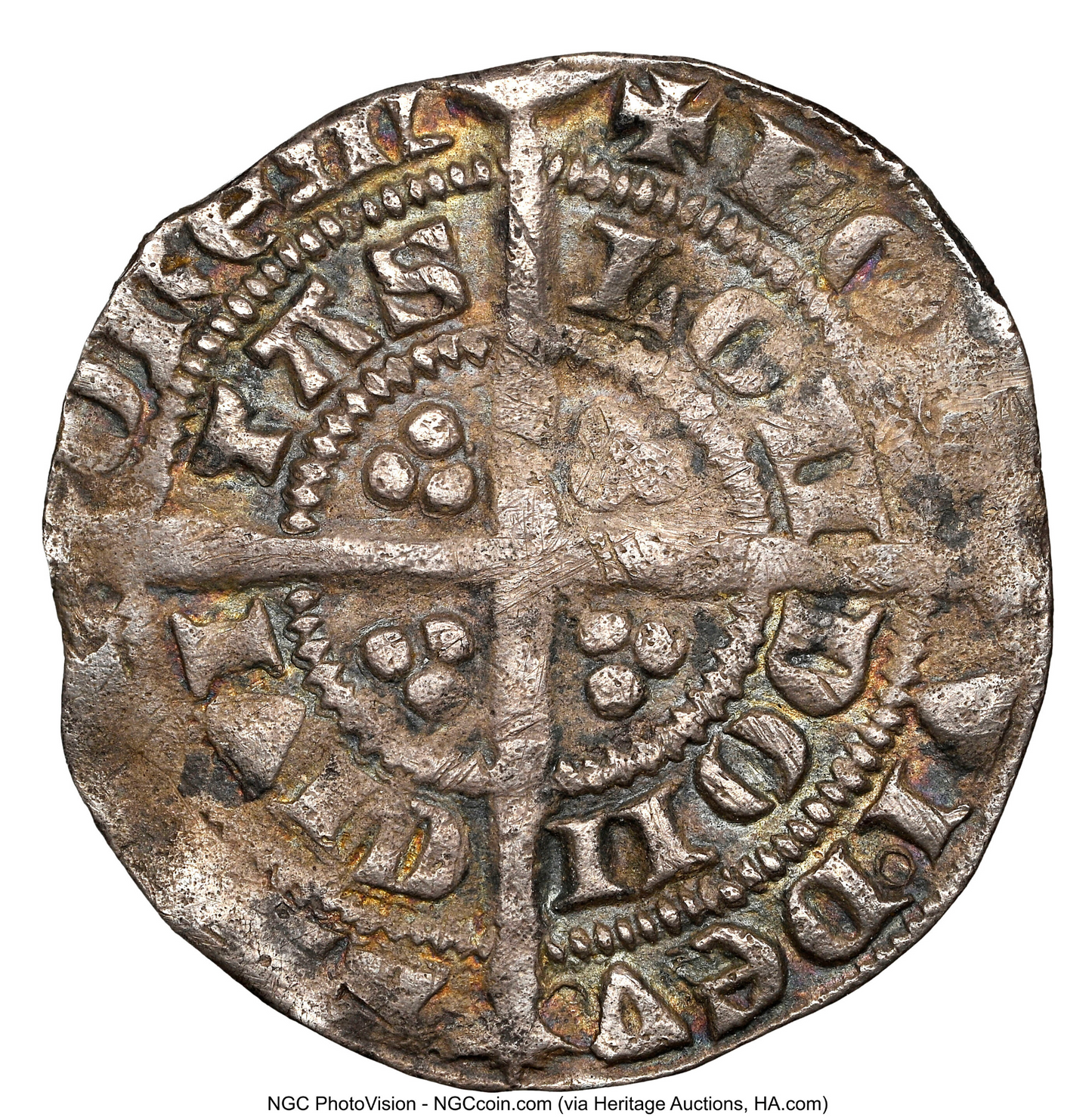 1356 - 1361 EDWARD III Silver Halfgroat S.1574 VF