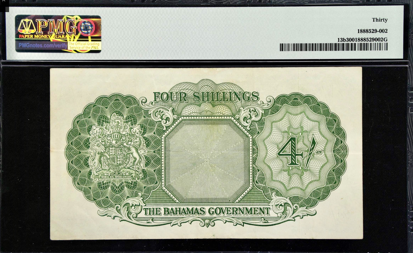 BAHAMAS P.13b 1953 4 Shillings VF 30