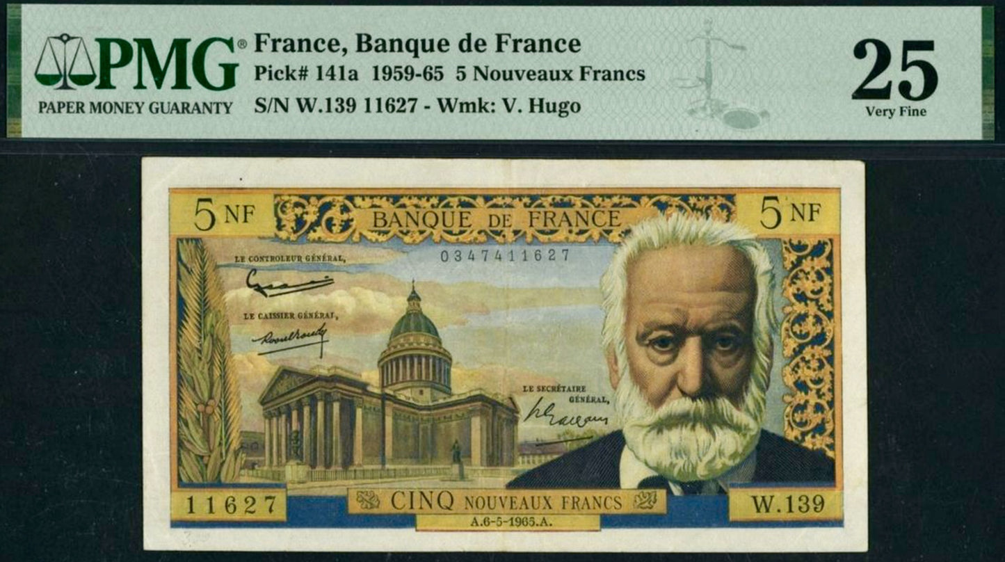 FRANCE P.141a 1965 5 Nouveaux Francs VF 25