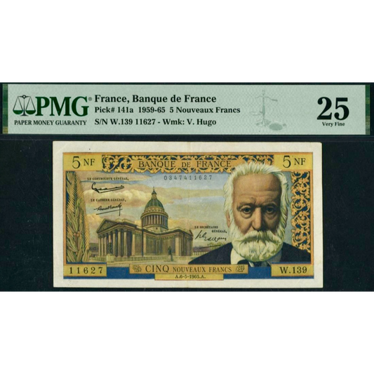FRANCE P.141a 1965 5 Nouveaux Francs VF 25