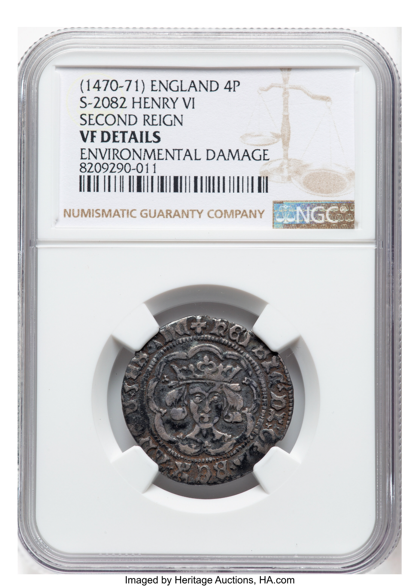 1470 - 1471 HENRY VI Silver Groat S.2082 VF Scarce