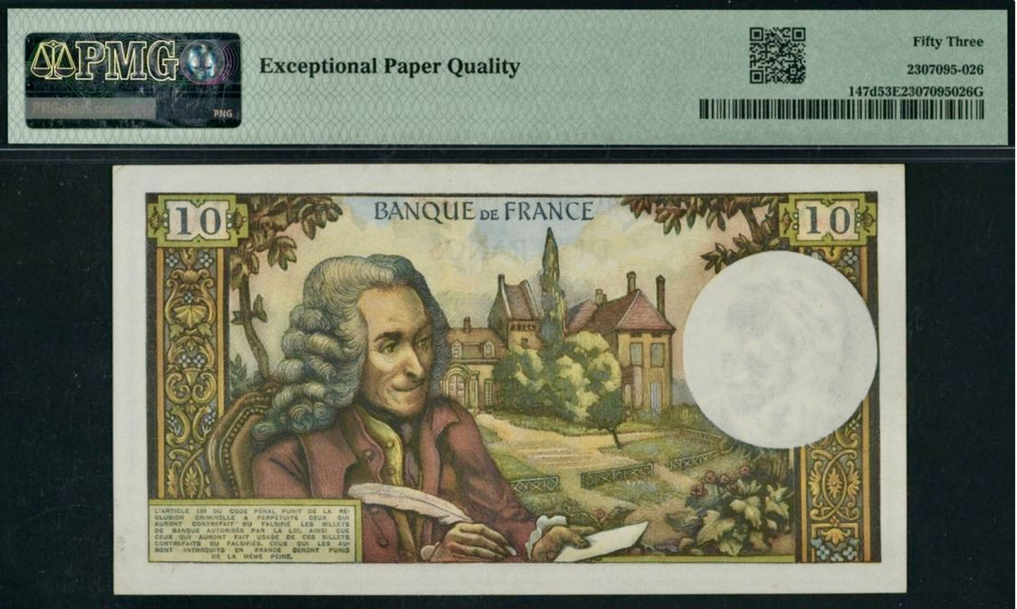 FRANCE P.147d 1971 10Fr Bouchet, Morant, Vergnes AUNC 53 EPQ