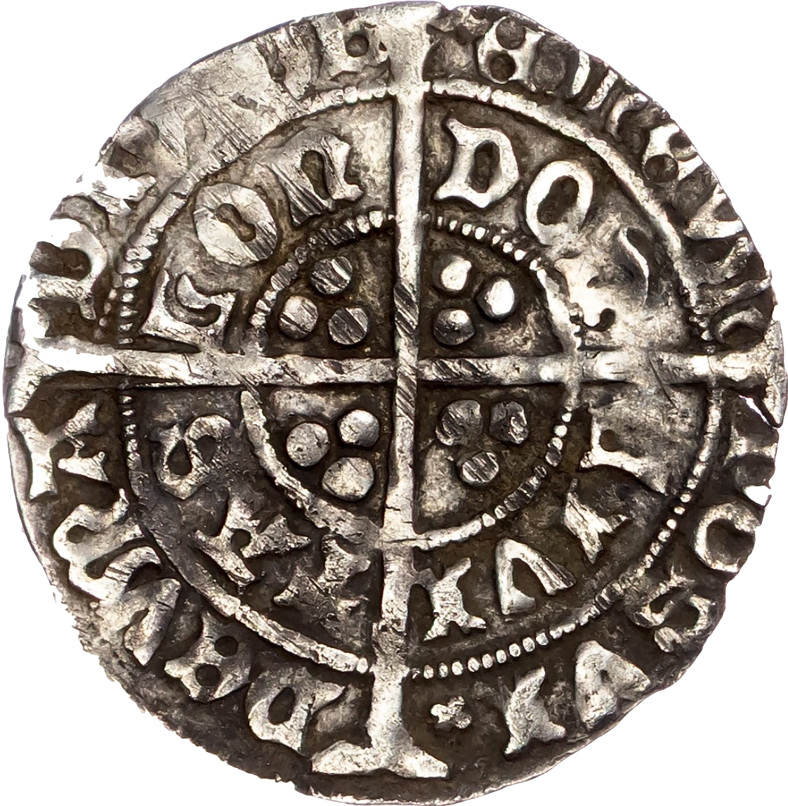 1485 - 1509 HENRY VII Silver Groat S.2195 N 1704  GVF