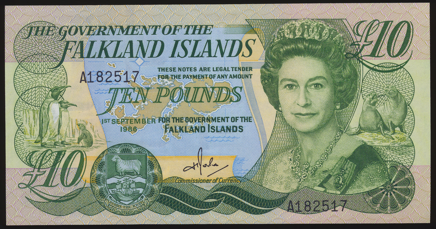 FALKLAND ISLANDS P.14 1986 £10 UNC