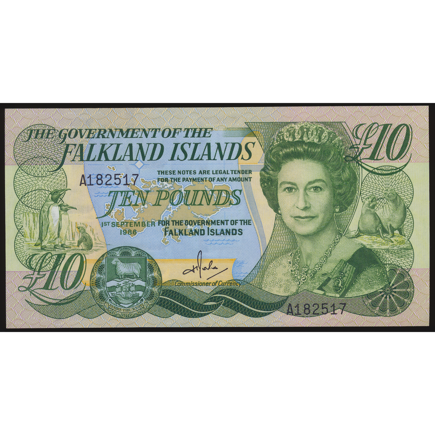 FALKLAND ISLANDS P.14 1986 £10 UNC