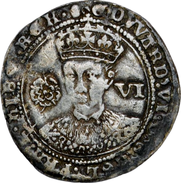1551 - 1553 EDWARD VI Sixpence Fine Silver Issue S.2483 NVF