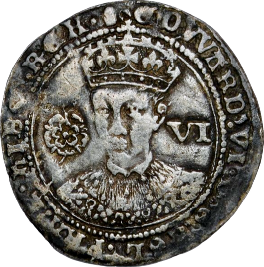 1551 - 1553 EDWARD VI Sixpence Fine Silver Issue S.2483 NVF